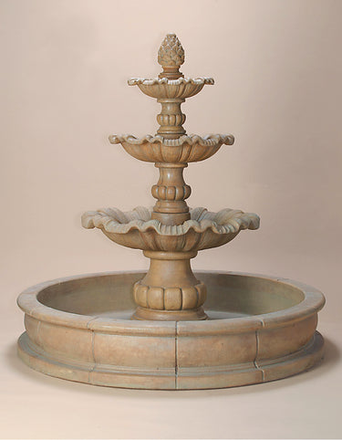 Garda Three Tier Pond Cast Stone Outdoor Garden Fountain – Renaissance Elegance with Grand Basin